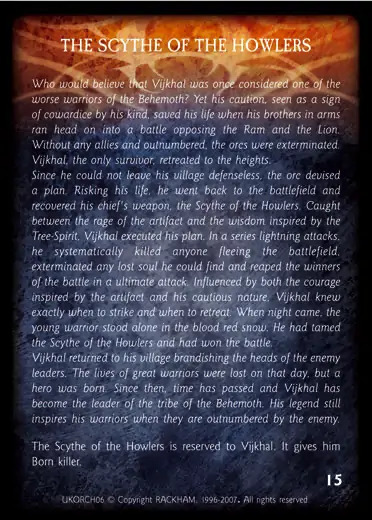 THE SCYTHE OF THE HOWLERS Confrontation artefact card