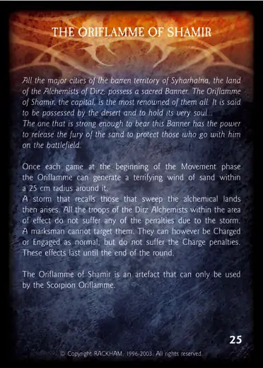 The Oriflamme of Shamir Confrontation artefact card