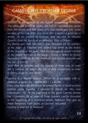 GAMRHA, THE SWORD OF DESPAIR Confrontation artefact card