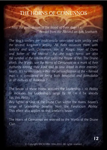 THE HORNS OF CERNUNNOS Confrontation artefact card