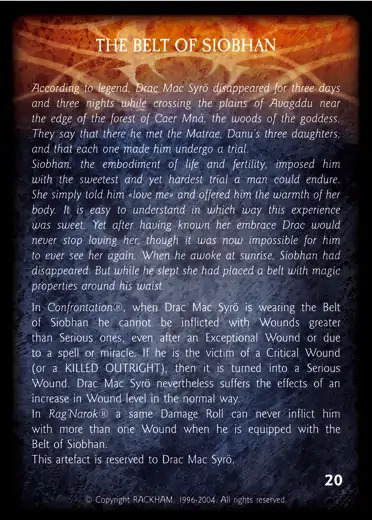 THE BELT OF SIOBHAN Confrontation artefact card