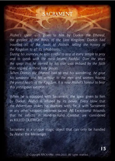 SACRAMENT Confrontation artefact card