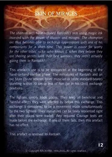 SKIN OF MIRAGES Confrontation artefact card