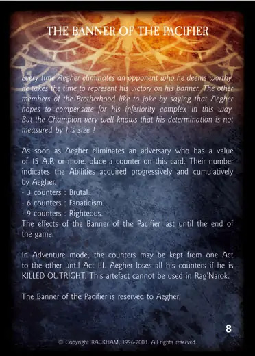 THE BANNER OF THE PACIFIER Confrontation artefact card