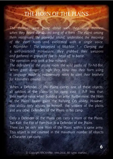 THE HORN OF THE PLAINS Confrontation artefact card