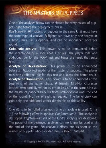 Master of Puppets' - 3/3 profile card