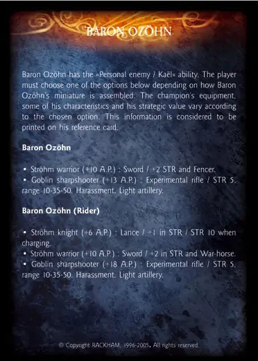 Baron Ozhön, 2nd (on foot)' - 2/3 profile card