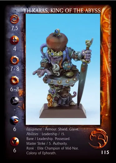 Yh-Karas, king of the abyss' - 1/1 profile card