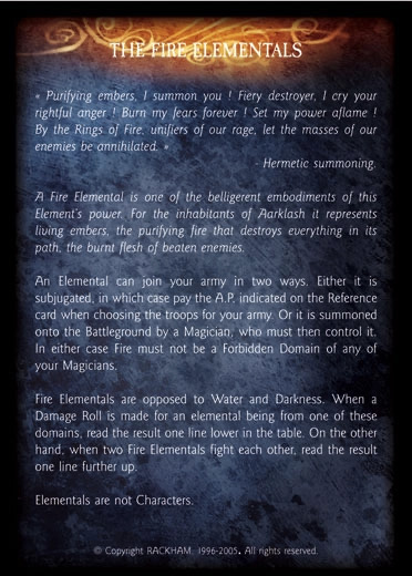 Fire Elemental' - 2/4 profile card