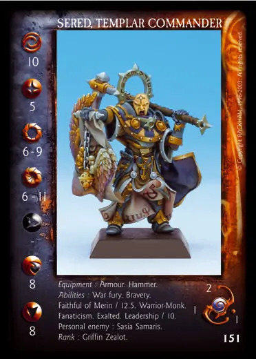 Sered, templar commander' - 1/3 profile card