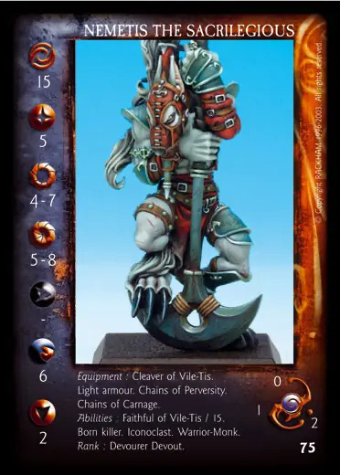 Nemetis the sacrilegious' - 1/3 profile card