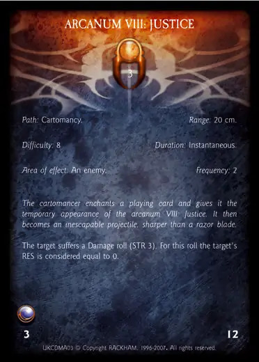 Confrontation spell card ARCANUM VIII: JUSTICE