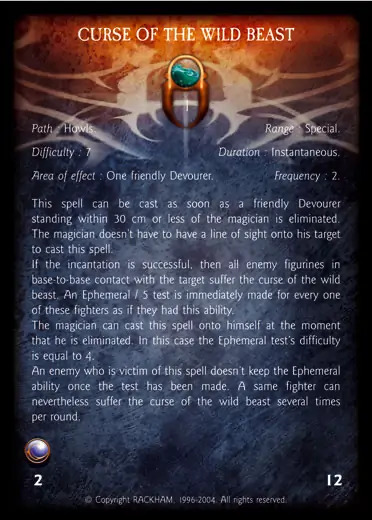 Confrontation spell card CURSE OF THE WILD BEAST