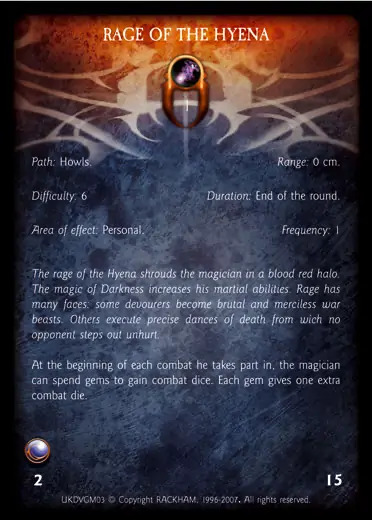Confrontation spell card RAGE OF THE HYENA