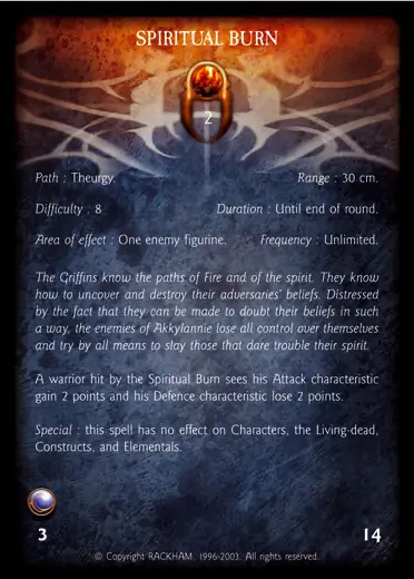 Confrontation spell card SPIRITUAL BURN