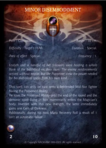 Confrontation spell card MINOR DISEMBODIMENT