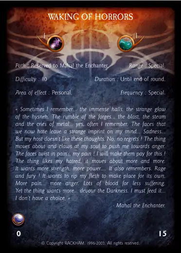 Confrontation spell card WAKING OF HORRORS